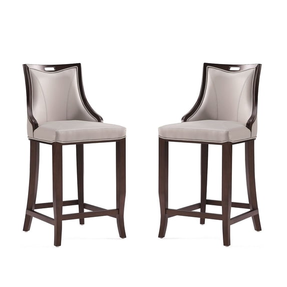 Manhattan Comfort Emperor 27" Faux Leather Counter Stool in Gray (Set of 2)