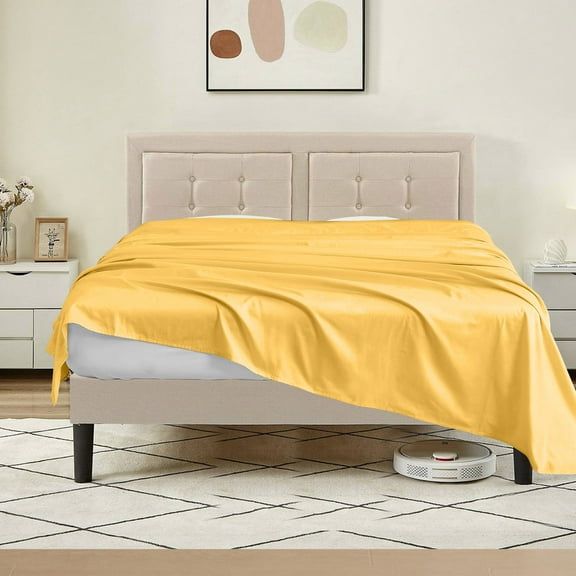 Emperor Flat Sheet Only, 1 Piece, 800 Thread Count, 100% Egyptian Cotton, Sateen Weave, Soft & Breathable, Gold Solid, Hotel Quality