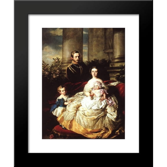 Emperor Frederick III of Germany, King of Prussia with his wife, Empress Victoria, and their children, Prince William and Princess Charlotte 20x24 Framed Art Print by Franz Xaver Winterhalter