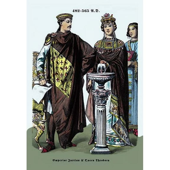 Emperor Justinian and Queen Theodora 482-565 Fine art canvas print (20" x 30")