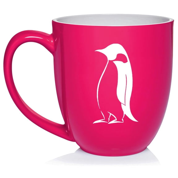 Emperor Penguin Ceramic Coffee Mug Tea Cup Gift for Her, Him, Friend, Coworker, Wife, Husband (16oz Hot Pink)