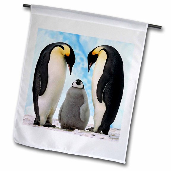 3dRose, Emperor Penguin Family, 12 x 18 inch Garden Flag