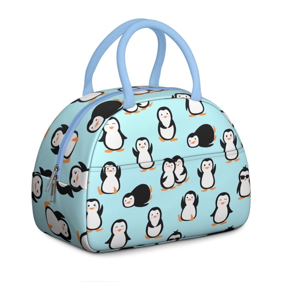 Emperor Penguin Pattern Lunch Bag – Arctic-Inspired Design with Snow Elements, Cute and Stylish