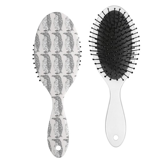 Emperor Penguin Print Hair Brush - Gentle Detangling Paddle Brush with Round-Tip Bristles for All Hair Types, Cute Snowflake Winter Animal Design