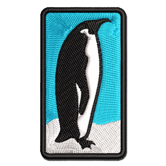 Emperor Penguin Profile Applique Multi-Color Embroidered Iron-On Patch - 2.0 Inch Mini