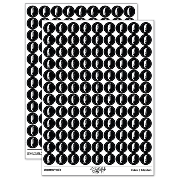 Emperor Penguin Profile 200+ Round Stickers - Black - Gloss Finish - 0.50" Size