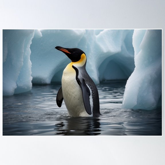 Emperor Penguin Vector Art Poster Wall Art, Modern Wall Decor For Living Room Bedroom, 24x36 UNFRAMED