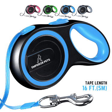 Emperor Pets 16 ft Retractable Dog Leash Small Dogs - Up to 44lbs, Small Dog Leash Heavy Duty Dog Leash Retractable 16 ft - Blue - BL16-20