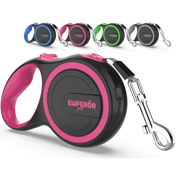 Emperor Pets 16 ft Retractable Dog Leash Small Dogs - Up to 44lbs, Small Dog Leash Heavy Duty Dog Leash Retractable 16 ft - Pink - PK16-20