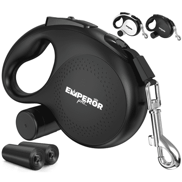 Emperor Pets Retractable Dog Leash, Durable Nylon, 26 ft, Black, for Large Dogs Up to 110 lbs