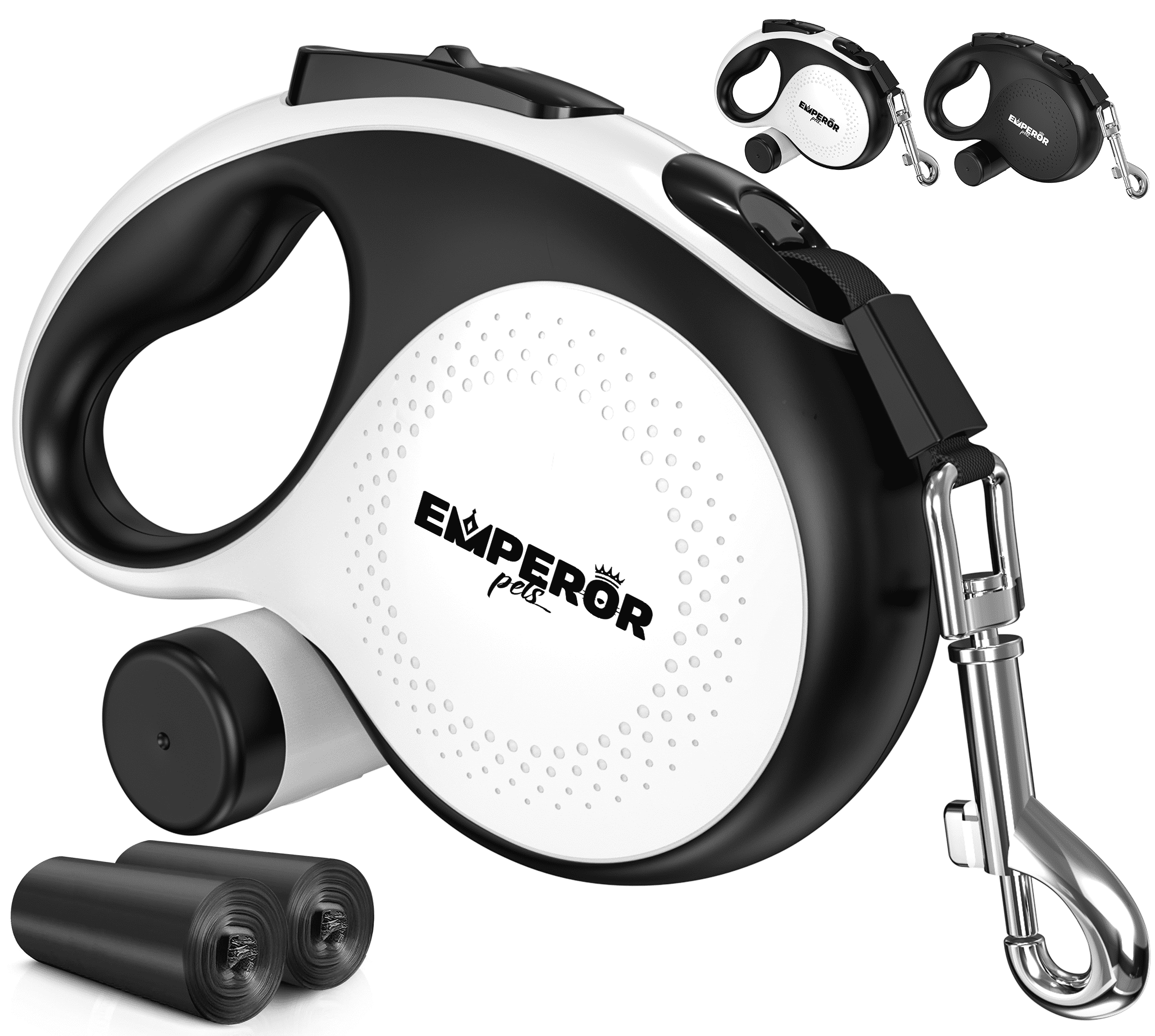 Emperor Pets 26 ft Retractable Leash for Large Dogs, Detachable Poop ...