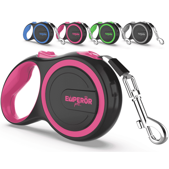 Emperor Pets 26 ft Retractable Dog Leash for Large Dogs, Up to 110 lbs, Heavy Duty, Pink - PK26