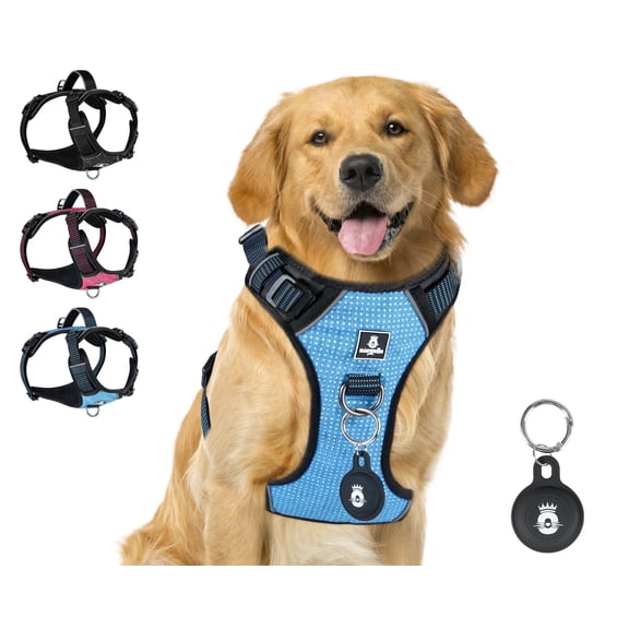 Emperor Pets Blue Vest Dog Harness for Large Dogs - No Pull Dog Harness with 2 Leash Clips, Premium Oxford Soft Padded large dog harness, Dog Harness for Large Dogs (L, Blue)