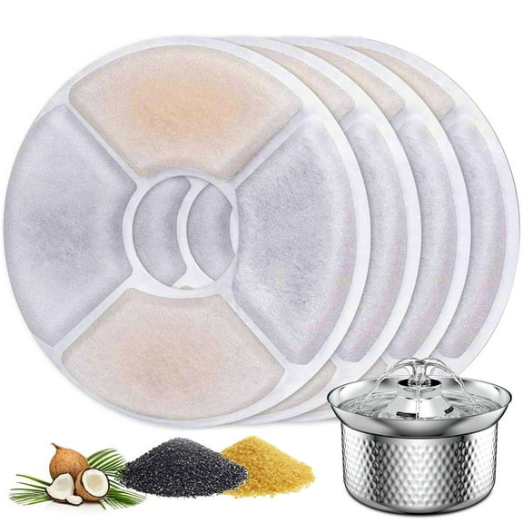 Emperor Pets Pet Water Fountain Filter, 108oz/3.2L Cat Fountain Stainless Steel Cat Water Fountain for Cats Inside - Automatic Cat Water Dispenser -4 pcs Filter