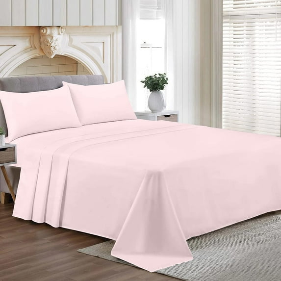 Emperor/Wyoming King Size Egyptian Cotton Family King Sheet Set Premium 800 TC Softest Family King Bed Sheets Pink Solid 27 Inch Deep Pocket 4PC- 1 Flat Sheet, 1 Fitted Sheet & 2 Pillowcase