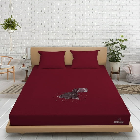 Emperor/Wyoming King Waterproof Mattress Protector Soft & Breathable Terry Cotton Fitted Style Burgundy Fits up -15'' Deep Pocket, Skin-Friendly Machine Wash Mattress Protector