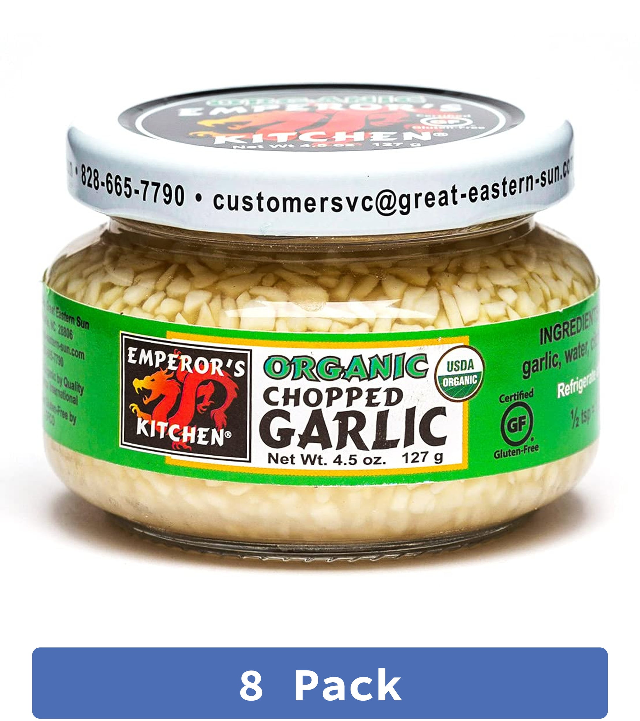 Emperor's Kitchen Chopped Garlic Organic 4.5 oz (Pack of 8)