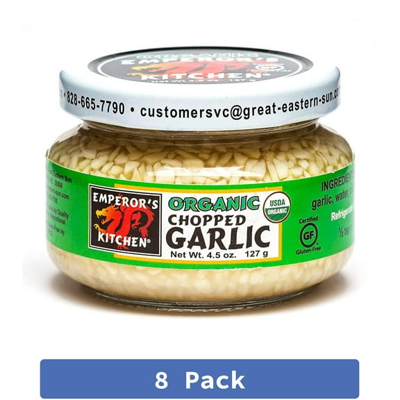 Emperor's Kitchen Chopped Garlic Organic 4.5 oz (Pack of 8)