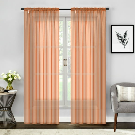 Empire Home Fashion Orange Plain Rod Pocket Standard Curtains, 54” x 84” (2 Panels)