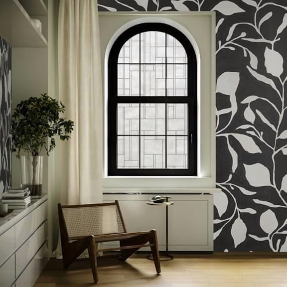 Empire 24 x 36 Inch Window Film, Made in USA – Provides Privacy, Non-Adhesive, Textured Leaded Glass Pattern, UV Protection, Easy to Apply and Removable