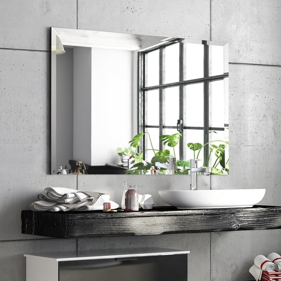 Empire Art Direct 30 x 40 in. Frameless Rectangular Wall Mirror with Beveled Prism Mirror Panels - 1 in. Beveled Edge