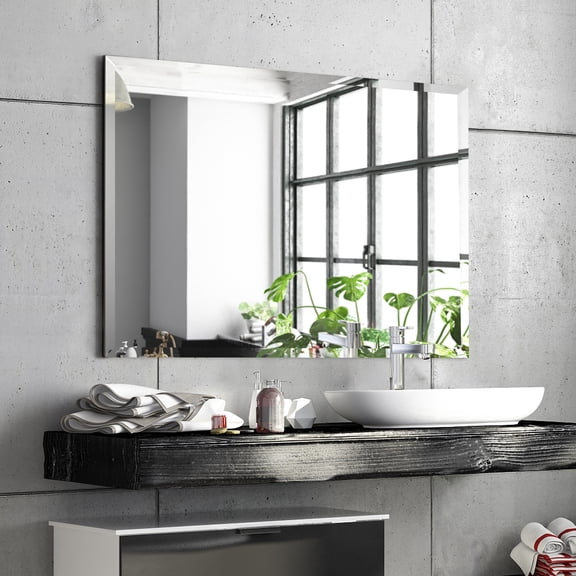 Empire Art Direct 30 x 40 in. Frameless Rectangular Wall Mirror with Beveled Prism Mirror Panels - 1 in. Beveled Edge