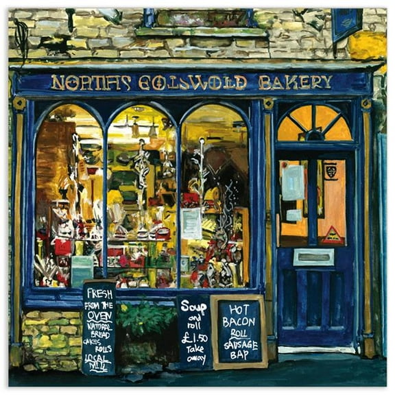 Empire Art Direct 38 x 38 in. Street Store View Frameless Tempered Glass Panel Contemporary Wall Art