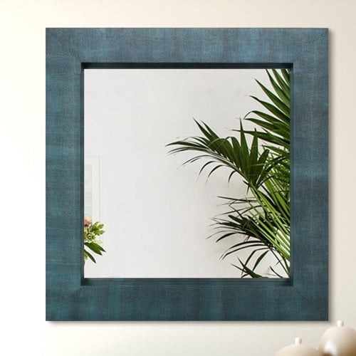 empire art direct metallic shagreen leather framed beveled accent mirror