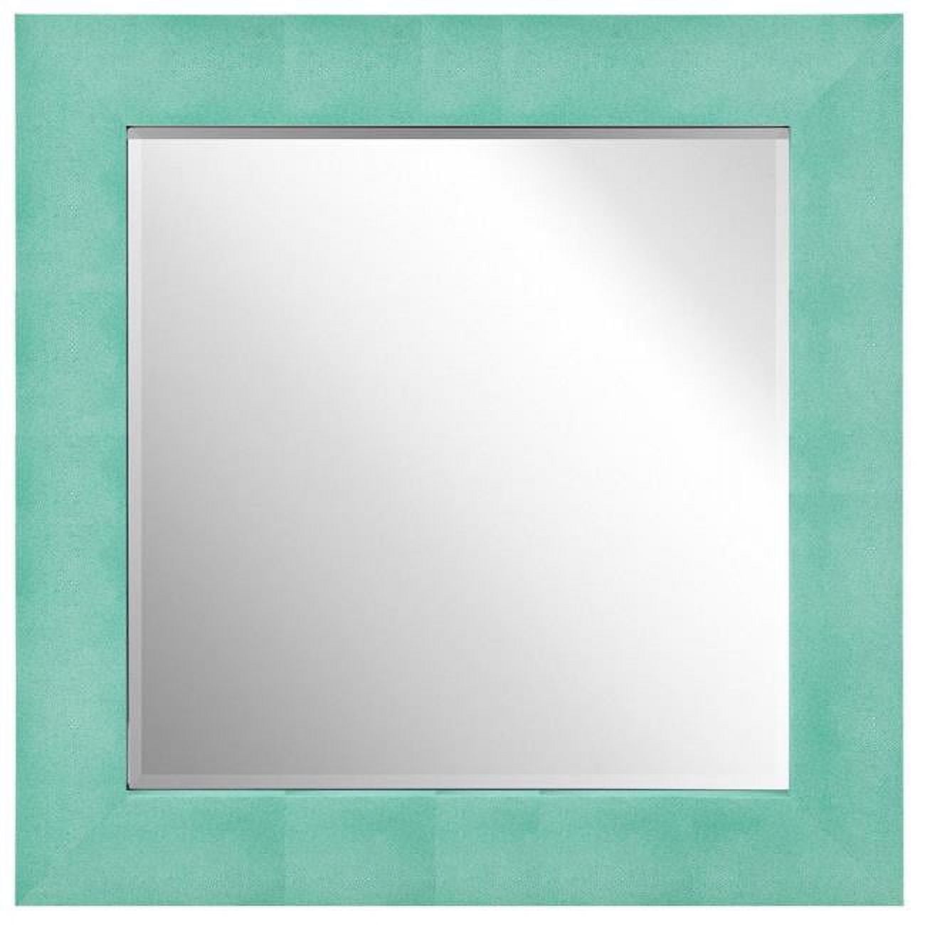 Teal Leather Framed Rectangular Wall Mirror