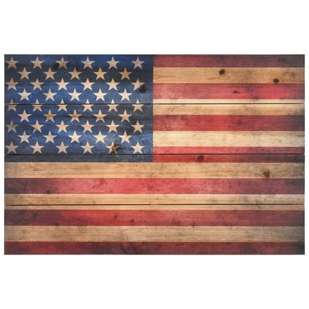 Empire Art Direct American Flag Wall Art Printed On Solid Fir Wood Planks, 16" x 24"