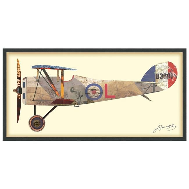 Empire Art Direct Antique Biplane #1 Dimensional Collage Framed Graphic Art Under Glass Wall Art, 25" x 48" x 1.4", Ready to Hang