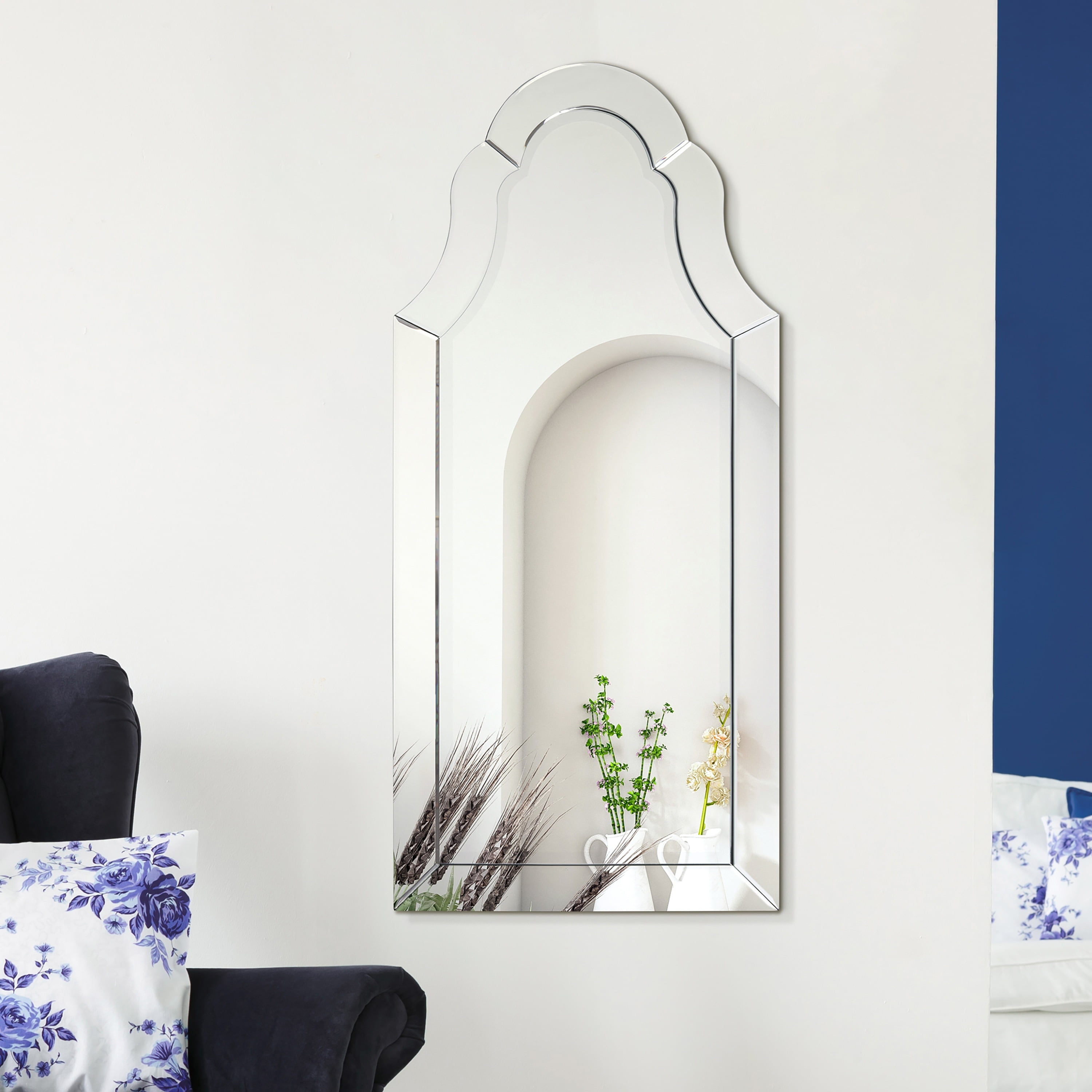 Contemporary Full-Length Beveled Bathroom Vanity Mirror