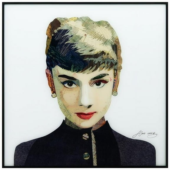 Empire Art Direct Audrey on Reverse Printed Art Glass and Anodized Aluminum Black Frame Wall Art, 24" x 24" x 1", Ready to Hang
