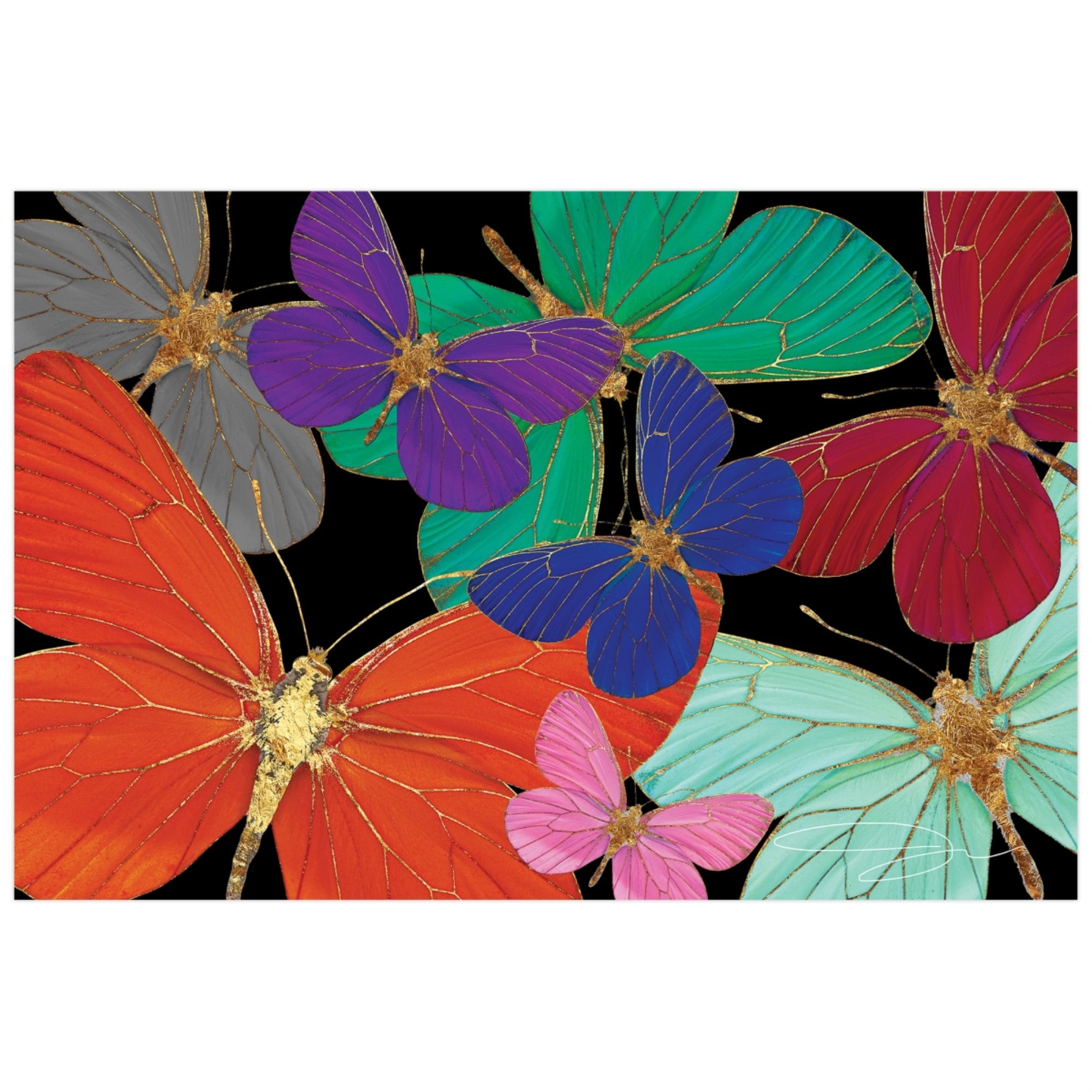 Colorful Butterfly World Tempered Glass Art Print, 32" x 48"