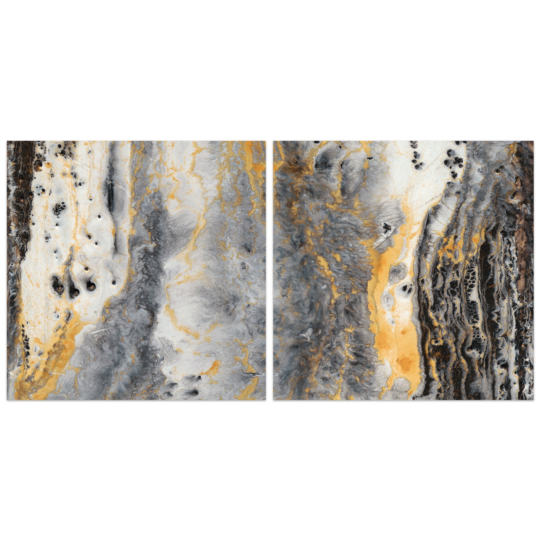 Bands of Gold Abstract Tempered Glass Wall Art Set
