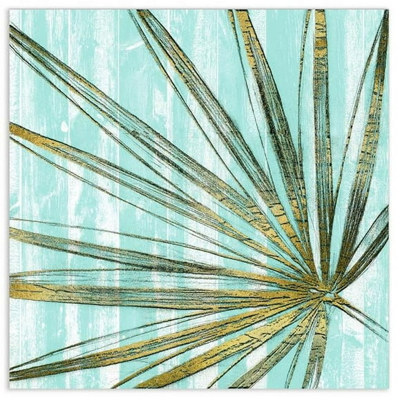 Empire Art Direct Beach Frond in Gold II Frameless Free Floating Tempered Glass Panel Graphic Wall Art, 38" x 38" x 0.2", Ready to Hang