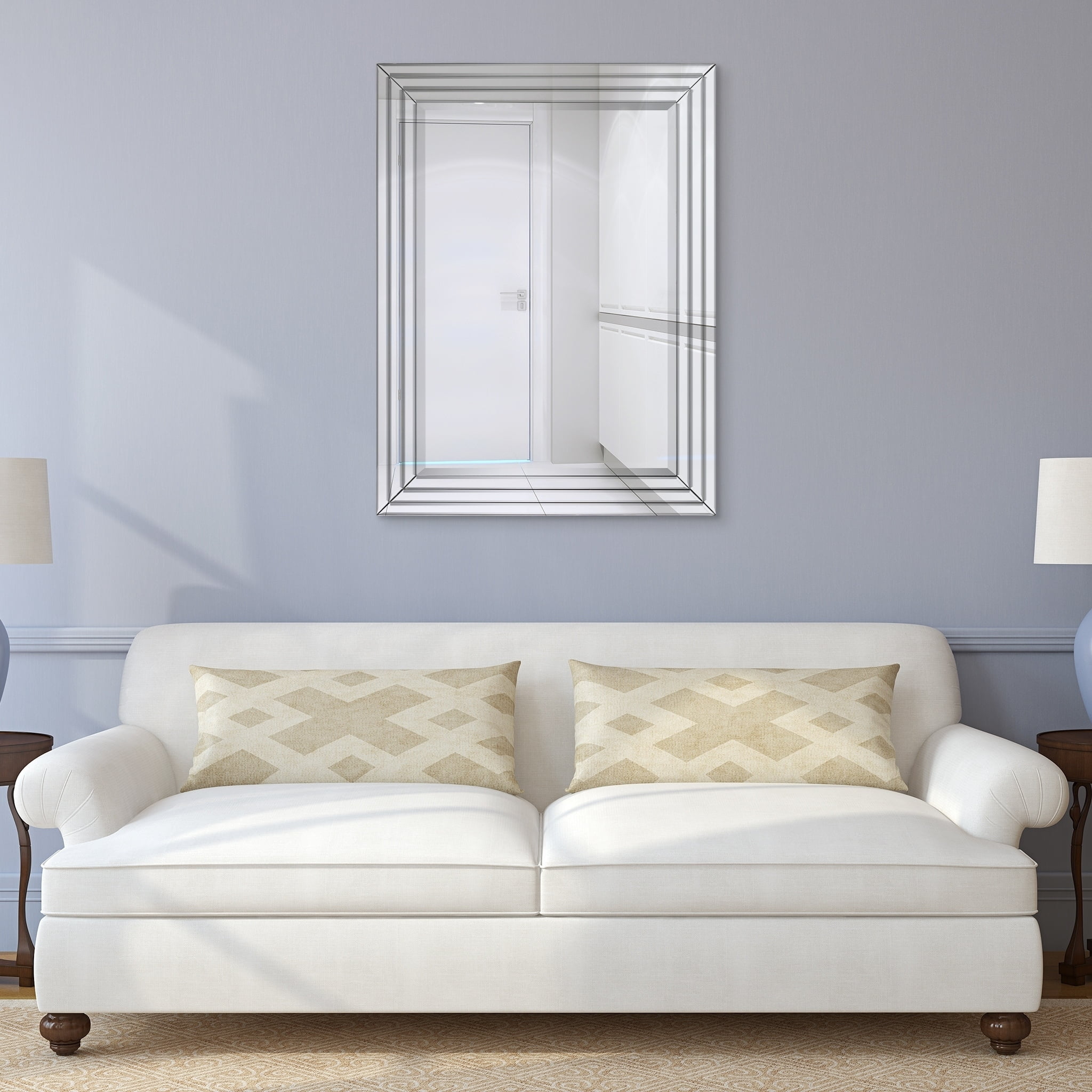 Silver Rectangular Full Length Wood Frame Wall Mirror