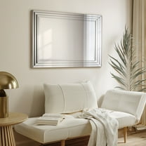 Empire Art Direct Multi-Faceted 2" Beveled Wall Mirror with Glass Frame, 40" x 30" - Clear - 30 in. x 1.38 in. x 40 in.