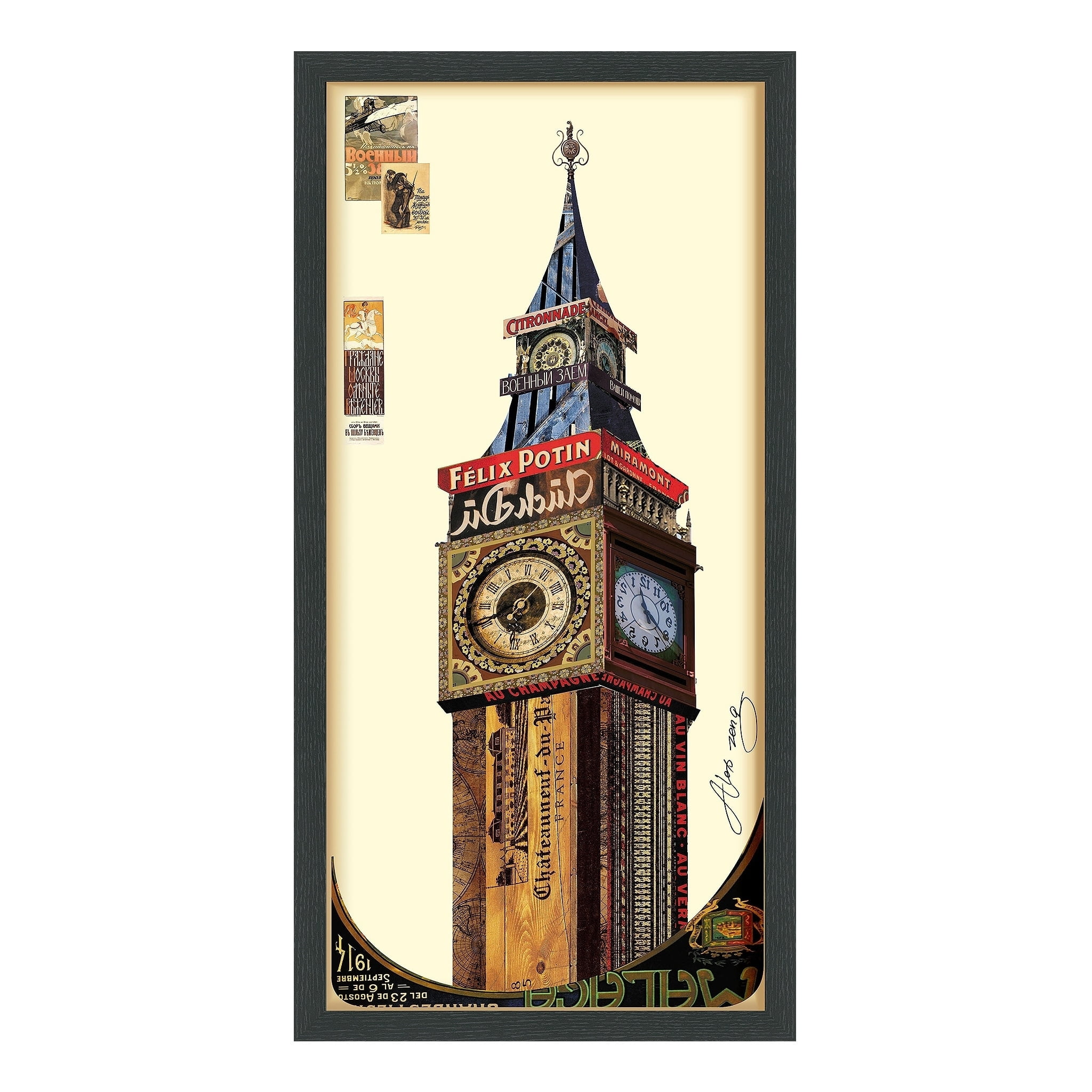 Big Ben Dimensional Collage Framed Artwork on Canvas