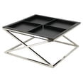 thumbnail image 1 of Empire Art Direct  Black Ostrich Exotic Leather Cocktail Table with Stainless Steel Legs K-D, 1 of 4