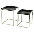 thumbnail image 1 of Empire Art Direct  Black Ostrich Exotic Leather Nesting Tables with Stainless Steel Legs, 1 of 5