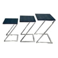 thumbnail image 1 of Empire Art Direct  Black on Blue Metallic Shagreen Exotic Leather Nesting Z Base Tables with Stainless Steel Legs - Set of 3, 1 of 2