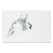 Empire Art Direct Blanco Mare Horse Frameless Free Floating Tempered Glass Panel Graphic Wall Art, 48" x 32" x 0.2", Ready to Hang