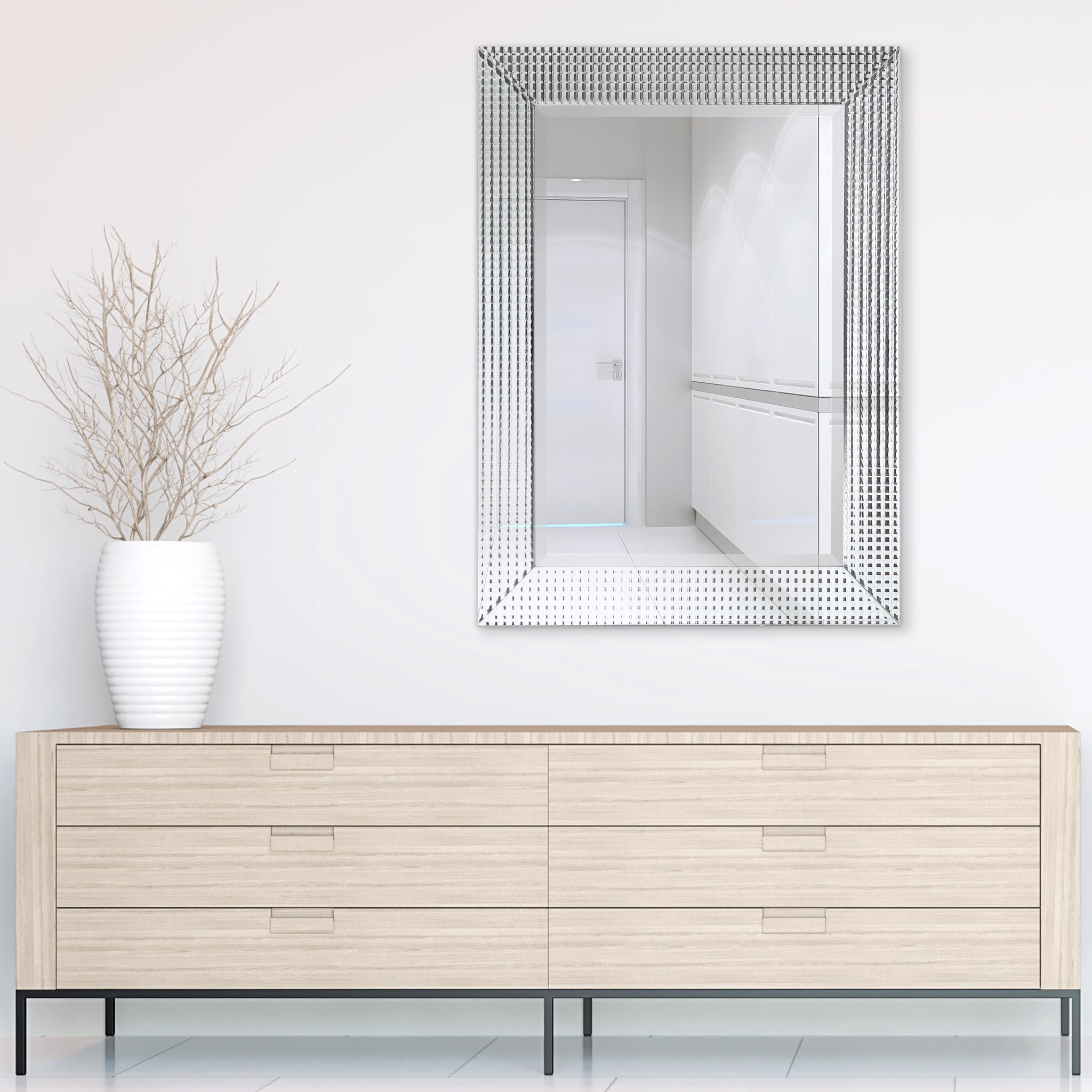 Clear Beveled Glass Rectangular Bathroom Vanity Mirror