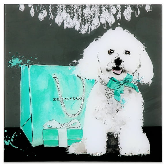 Empire Art Direct Blue Ribbon Frameless Free Floating Tempered Glass Panel Graphic Dog Wall Art, 20" x 20", Ready to Hang