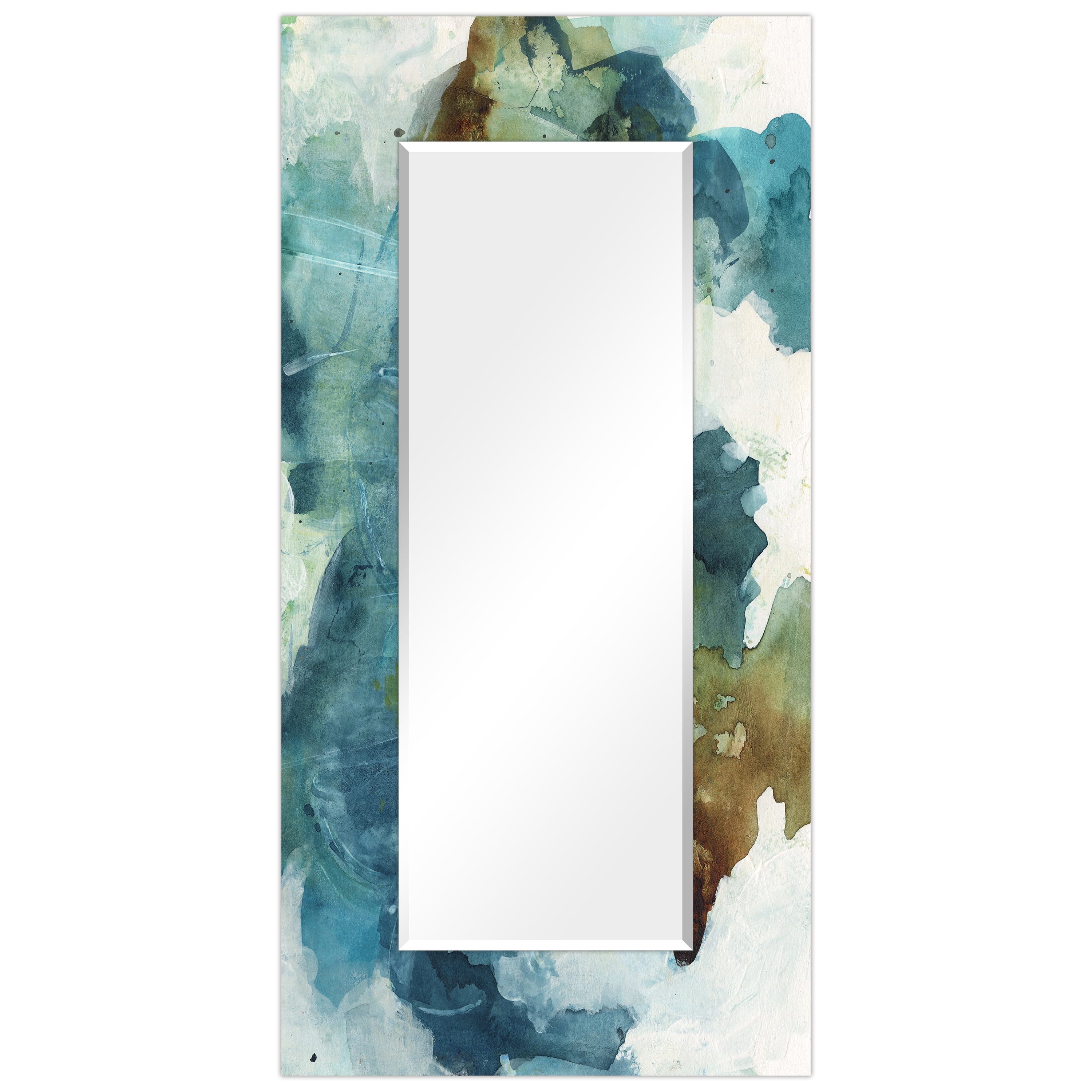 Empire Art Direct Blue Sky Rectangular Beveled Mirror on Free Floating Reverse Printed Tempered Art Glass, 72" x 36" x 0.4", Ready to Hang