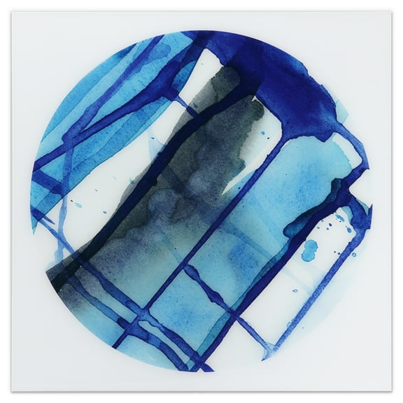 Empire Art Direct Blue Stripes 1 Frameless Free Floating Tempered Glass Panel Graphic Wall Art, 38" x 38" x 0.2", Ready to Hang