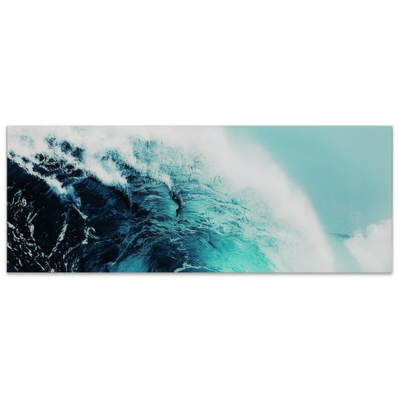 Empire Art Direct Blue Wave 1 Frameless Free Floating Tempered Glass Panel Graphic Wall Art, 24" x 63" x 0.2", Ready to Hang