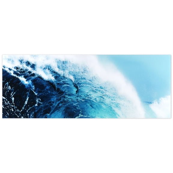 Empire Art Direct Blue Wave 1 Frameless Free Floating Tempered Glass Panel Graphic Wall Art, 24" x 63" x 0.2", Ready to Hang