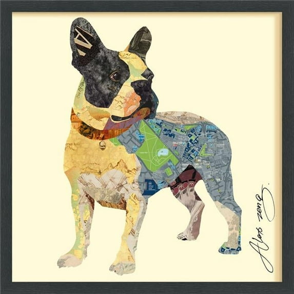 Empire Art Direct 'Boston Terrier' Alex Zeng's dimensional collage,under glass & a black shadow box frame